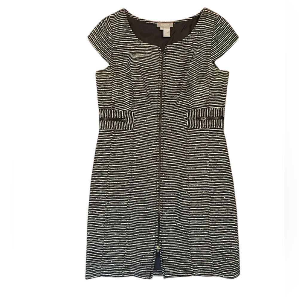 ECCOCI by Carlisle Navy/White Tweed Cap Sleeve Dress Size 12/L - Picture 1 of 9